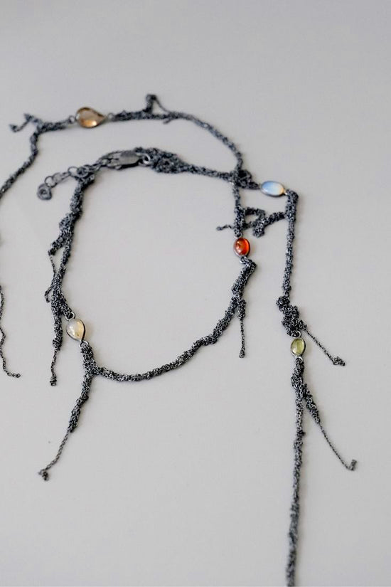 Load image into Gallery viewer, Hand crochet necklace with stones connectors #009
