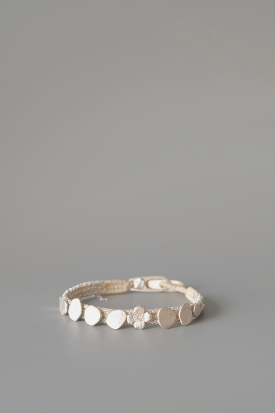 Loom woven  silver bracelet  #75