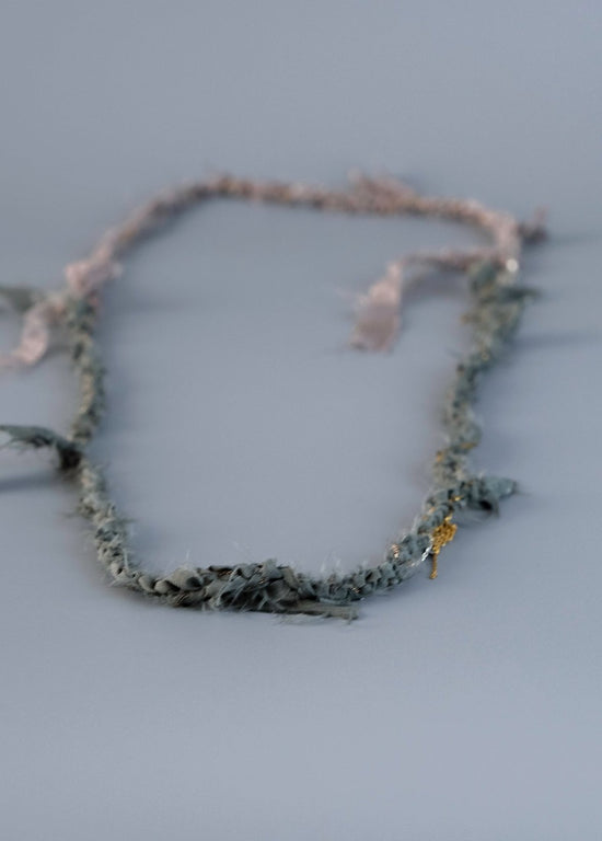 Silk and silver necklace #14